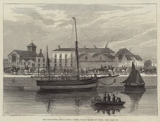 De geboycotte Smack Wave, onder politiebewaking in Cork